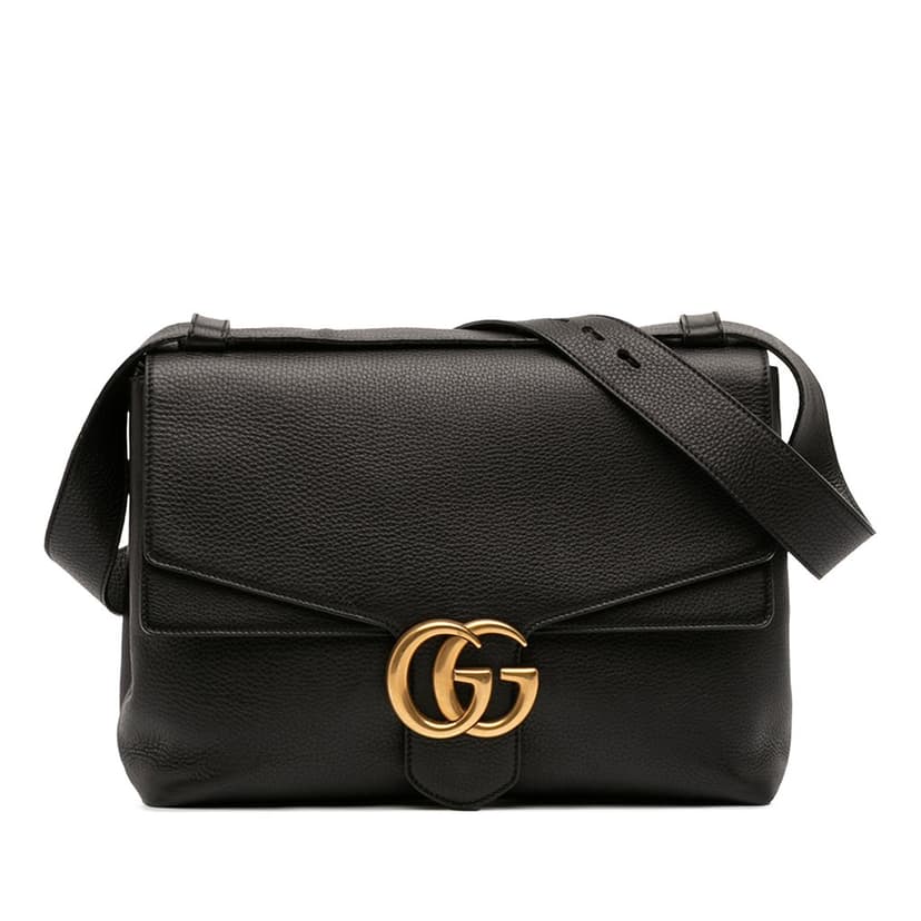 Gucci Large GG Marmont Pebbled Calfskin Flap Shoulder Bag
