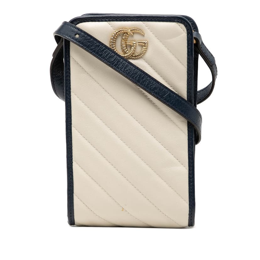 Gucci GG Marmont Matelasse Diagonal Calfskin Torchon Phone Holder Crossbody