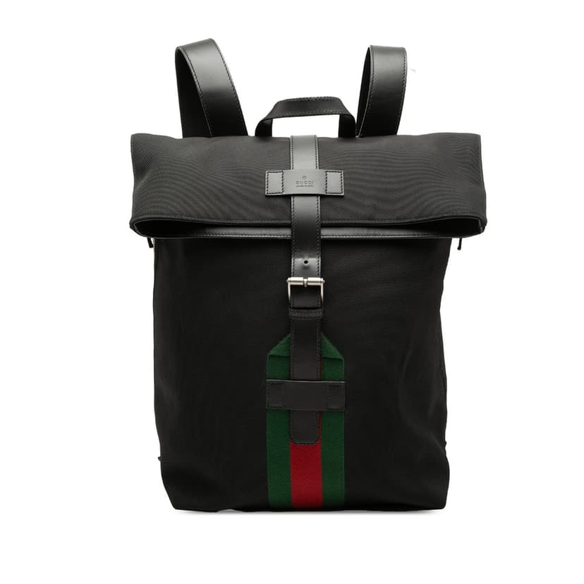 Gucci Canvas Techno Web Fold Over Backpack