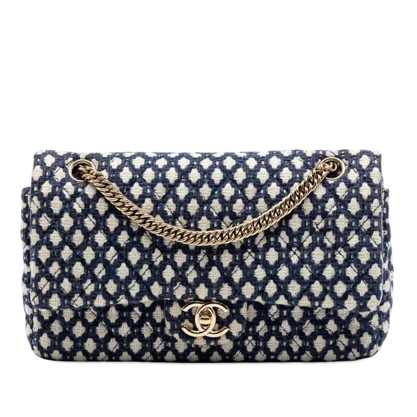 Chanel Medium Classic Tweed Bijoux Chain Double Flap