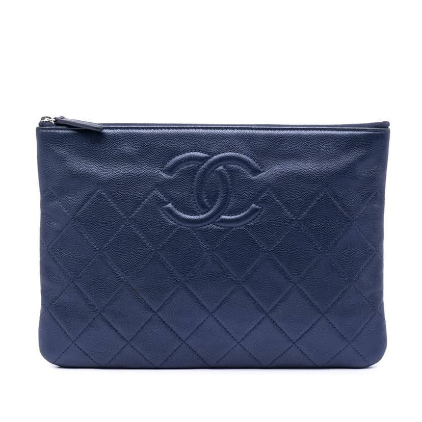Chanel Medium CC Quilted Caviar O Case Clutch