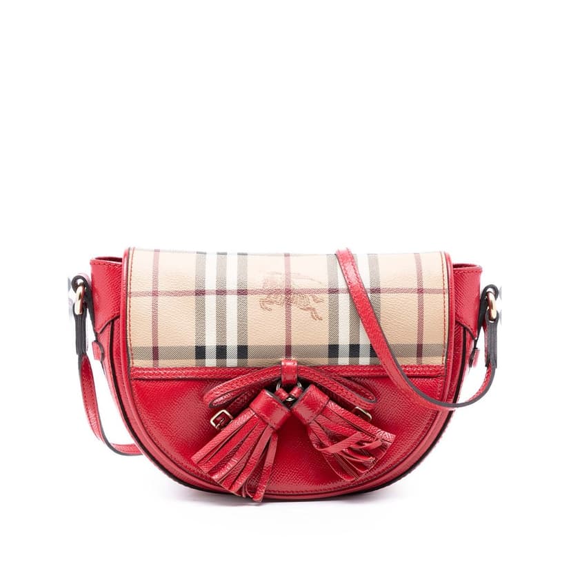 Burberry Patent Leather and Haymarket Check Coated Canvas Maydown Crossbody