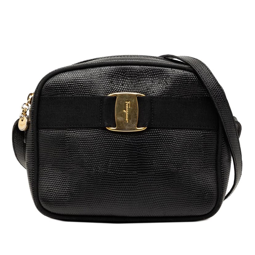 Salvatore Ferragamo Lizard Embossed Leather Vara Crossbody