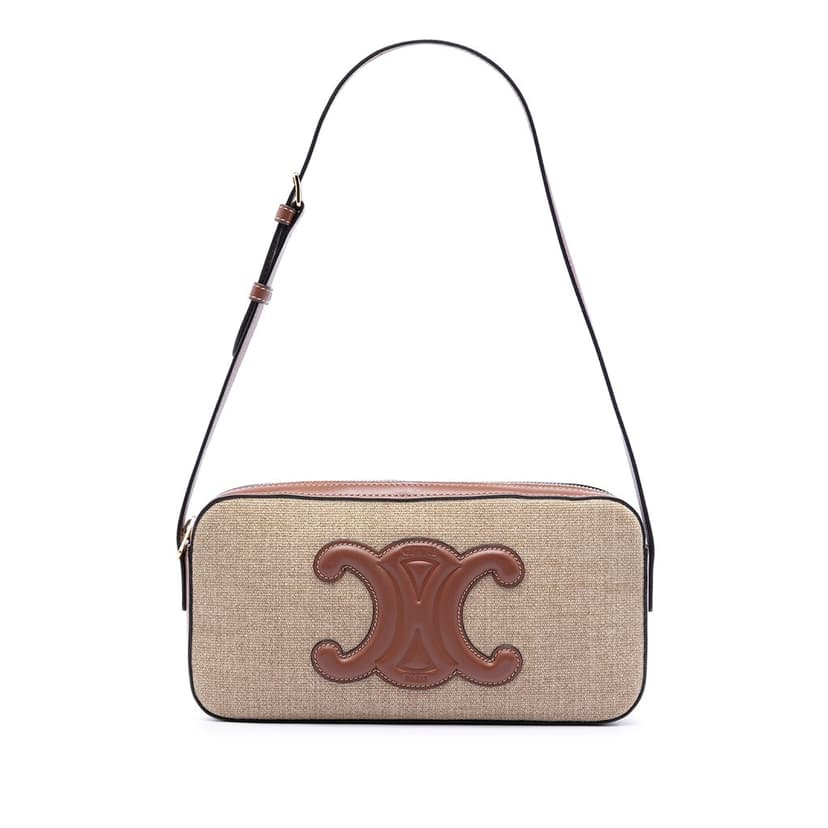Celine Canvas and Calfskin Cuir Triomphe Camera Shoulder Bag