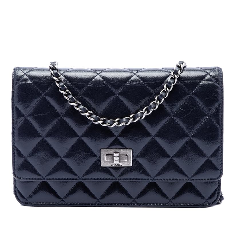 Chanel Quilted Shiny Aged Calfskin Reissue 2.55 Wallet on Chain