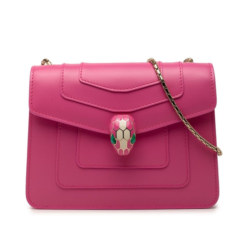 Bvlgari Small Leather Square Serpenti Forever Chain Crossbody