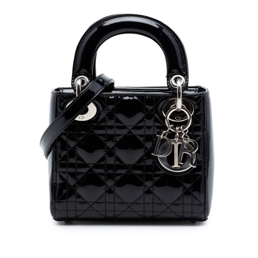 Dior حقيبة ليدي ديور صغيرة لامعة بنقشة كاناج