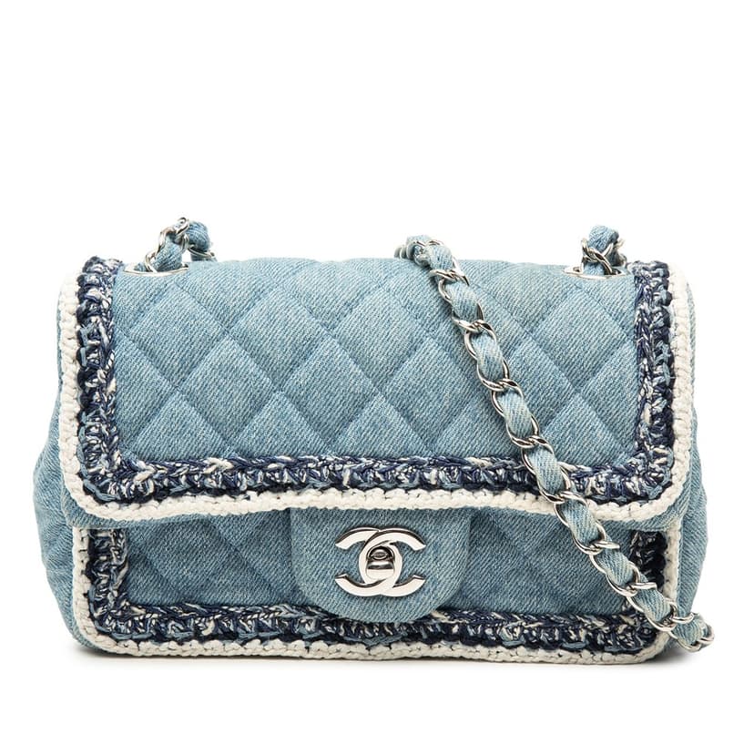 Chanel Mini Rectangular Classic Denim Braided Single Flap