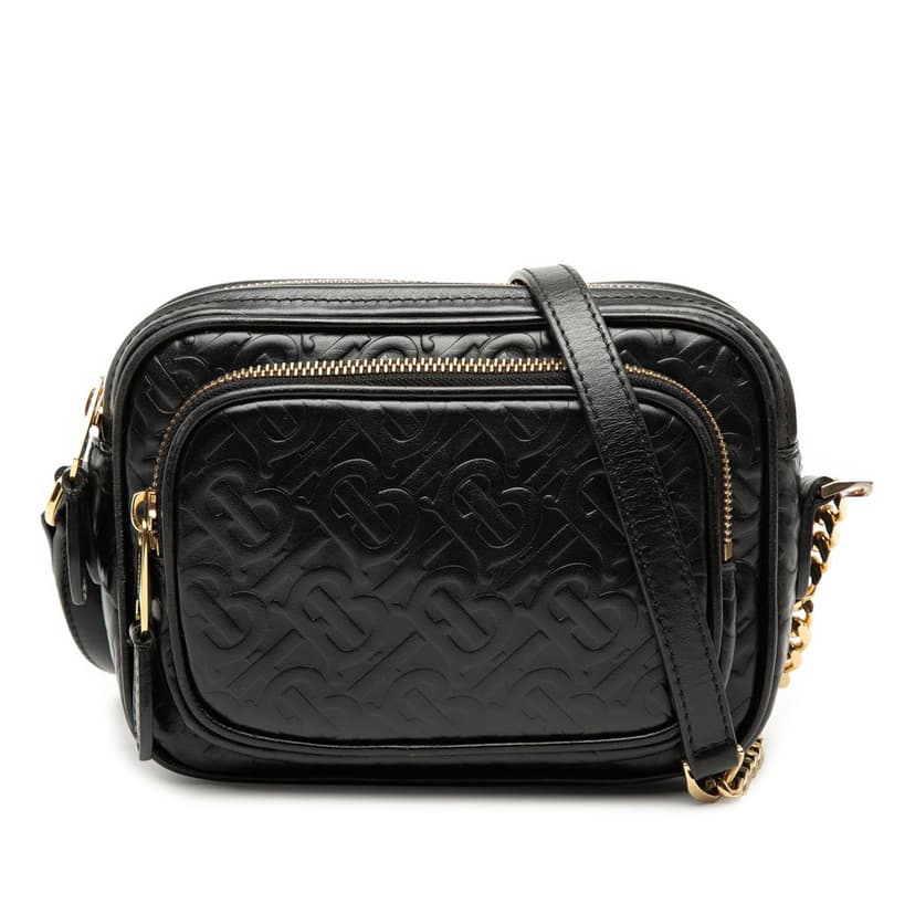 Burberry Embossed Calfskin TB Monogram Camera Chain Crossbody