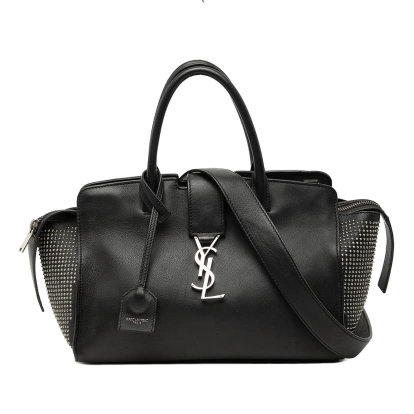 Saint Laurent Baby Studded Leather Monogram Downtown Cabas Satchel
