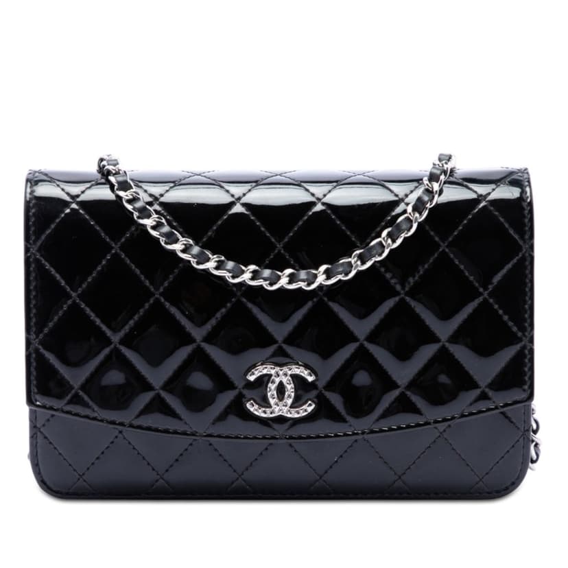 Chanel CC Quilted Patent Brilliant Wallet On Chain