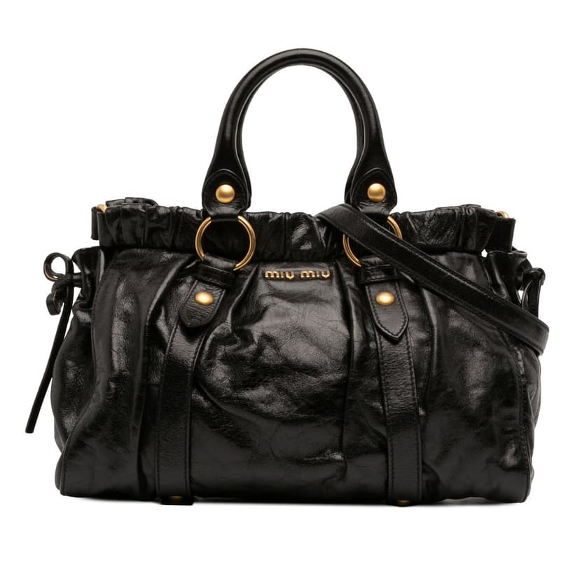 Miu Miu Vitello Lux Gathered Satchel