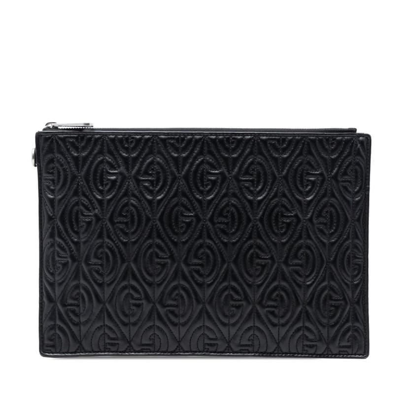Gucci Quilted Leather G Rhombus Zip Clutch