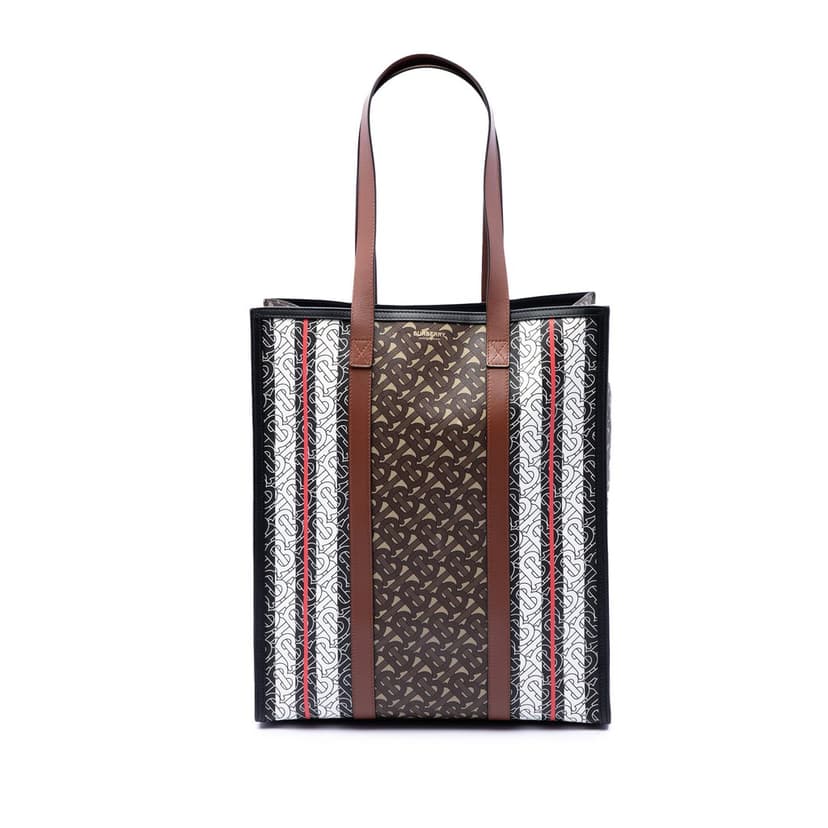 Burberry TB Monogram E-Canvas Stripe Vertical Tote