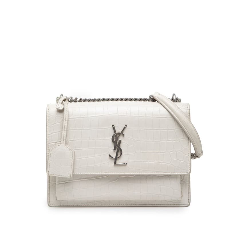 Saint Laurent Medium Croc Embossed Leather Monogram Sunset Crossbody