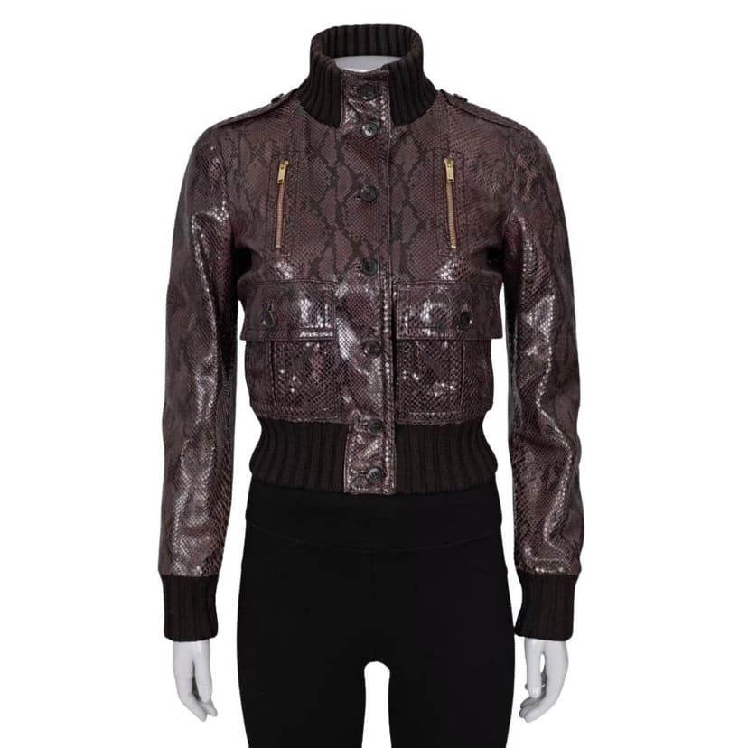 Gucci Gucci Python Print Lambskin Leather Jacket - IT 38 / XS pre-owned