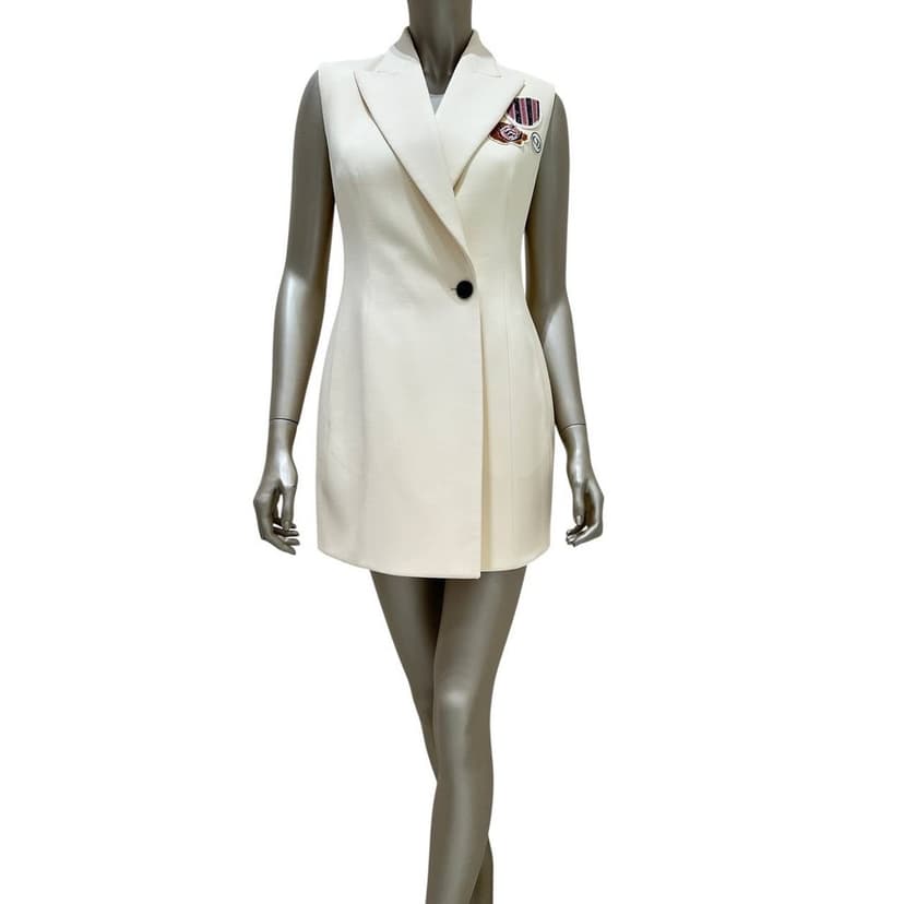 Christian Dior Christian Dior Cream Wool & Silk Vest Dress - Size 38 pre-owned