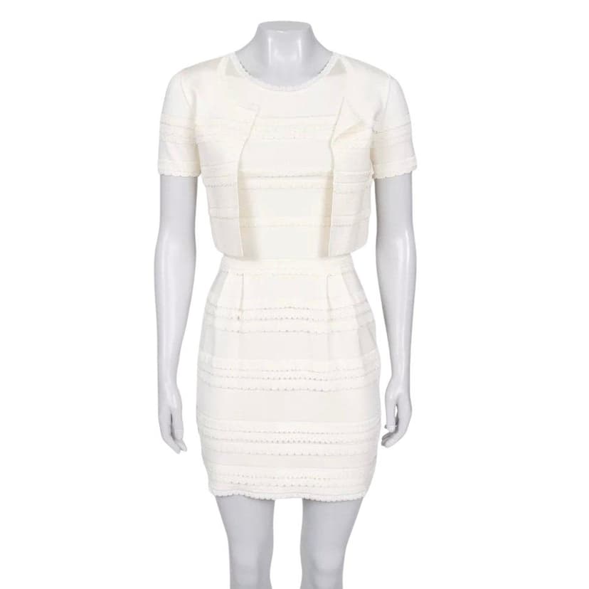 Christian Dior Christian Dior White Dress & Jacket Set - Size S Pre-owned