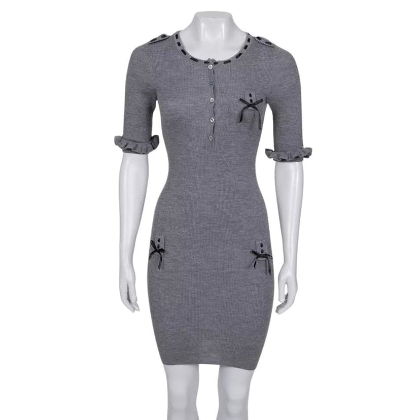 Christian Dior Christian Dior Grey Fitted Cashmere Blend Dress - EU 34 | S pre-owned