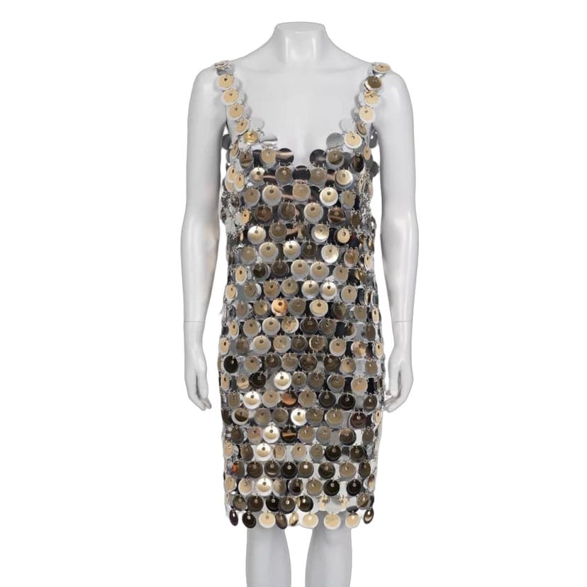 Paco Rabanne Stunning Paco Rabanne x H&M Silver Metal Dress - Size XL Pre-owned