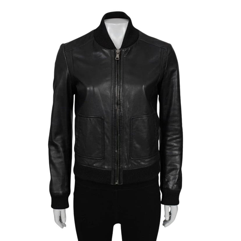 Dolce & Gabbana Dolce & Gabbana Black Leather Bomber Jacket - IT38/XS pre-owned