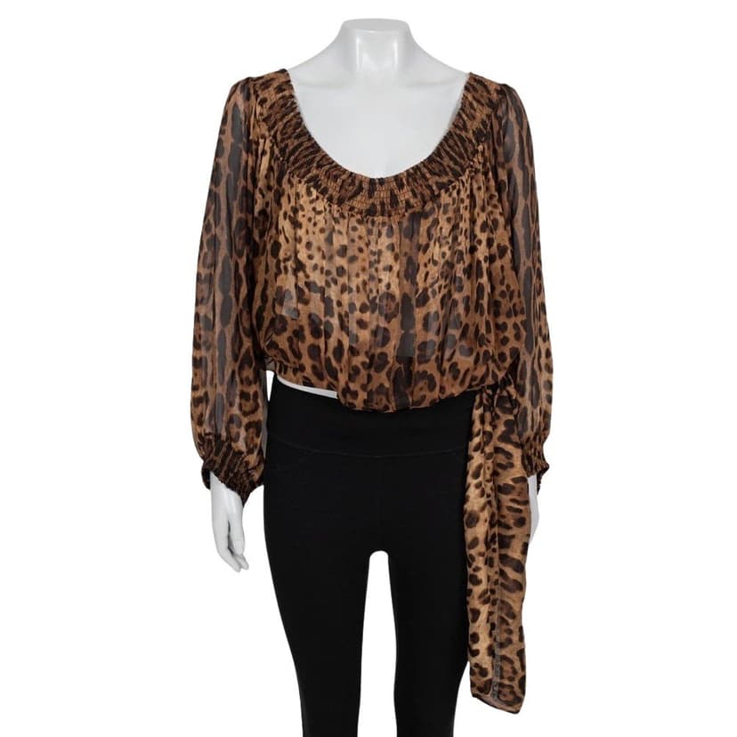 Dolce & Gabbana NWOT Dolce & Gabbana Animal Print Silk Blouse - Size 40/S Pre-owned