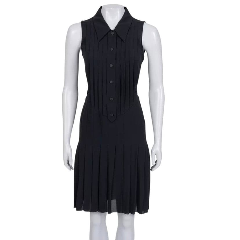 Chanel Chanel Black Silk Pleated Dress Sz.34 pre-owned