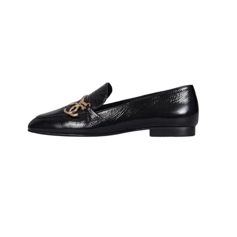 Chanel Chanel Black Leather CC Logo Ballet Flats - Size 38.5 pre-owned