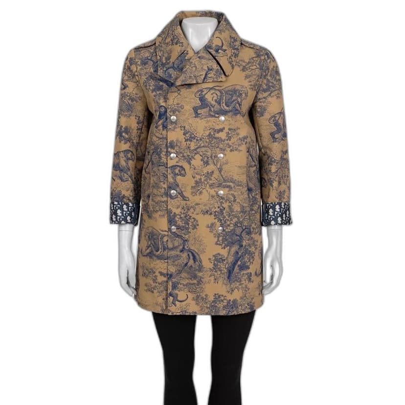Christian Dior Christian Dior Brown Signature Print Trench Coat Sz. 36 pre-owned