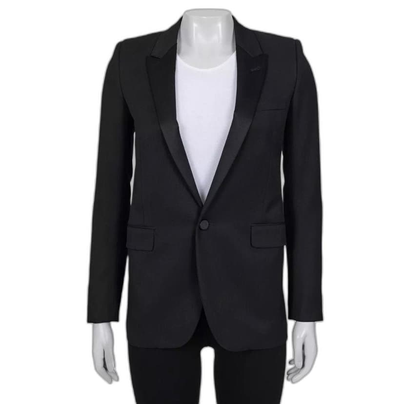 Saint Laurent Saint Laurent Black Straight Fit  Satin Lapels Blazer Sz.XS Pre-owned