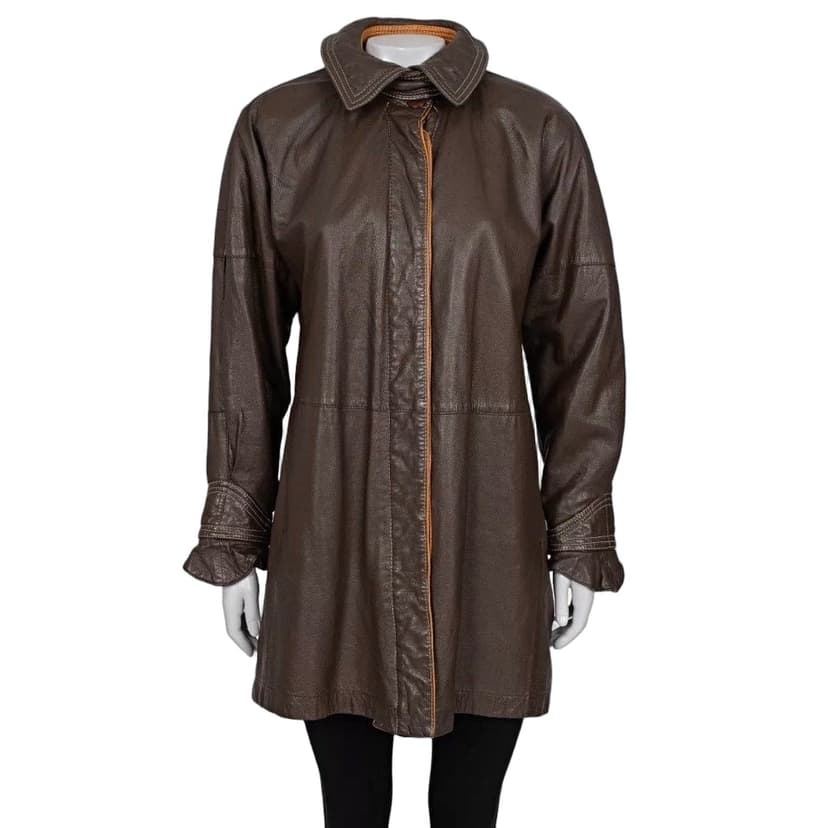 Gianfranco Ferré Ferre Classic Brown Leather Jacket Sz M Pre-owned