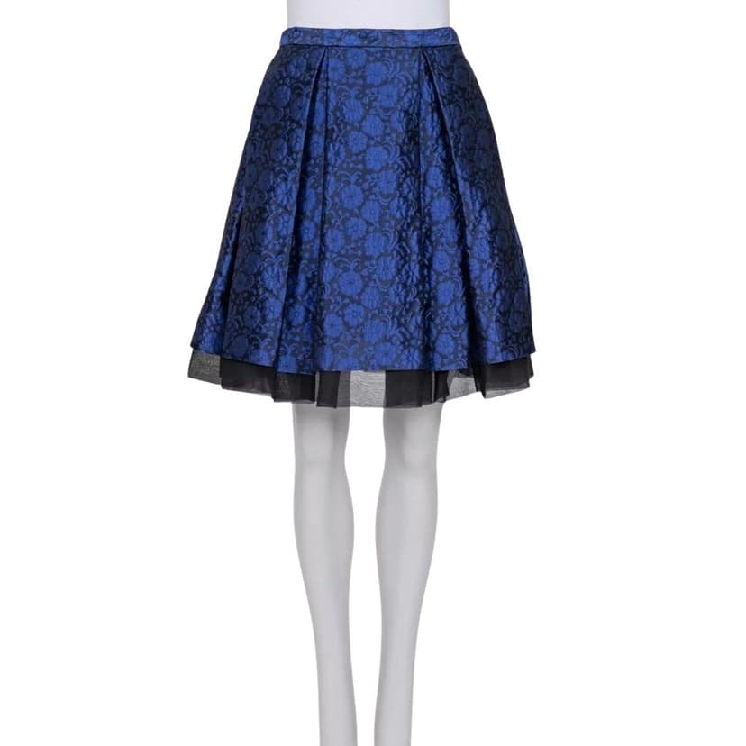 Christian Dior Christian Dior Blue Floral Silk Skirt - Sz M (EU 42) pre-owned