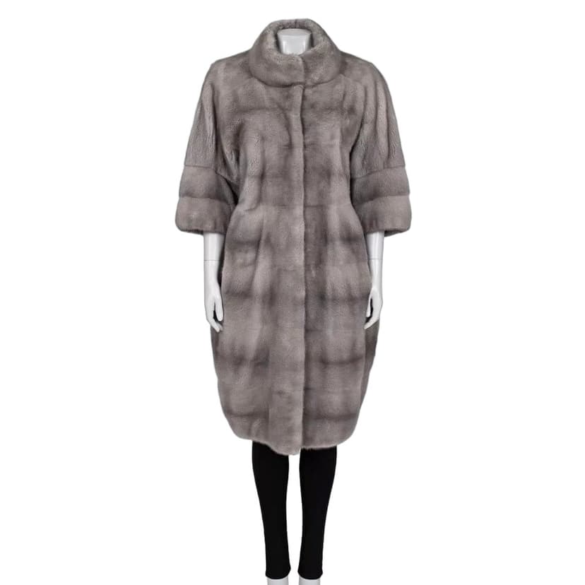 Gianfranco Ferré Gianfranco Ferre Gray Faux Fur Coat High Collar Sz L pre-owned