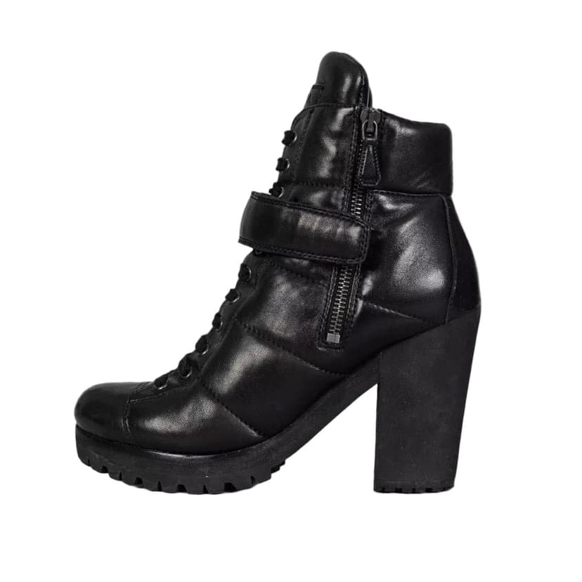 Prada Prada Sport Black Leather Ankle Boots Size 37.5 pre-owned