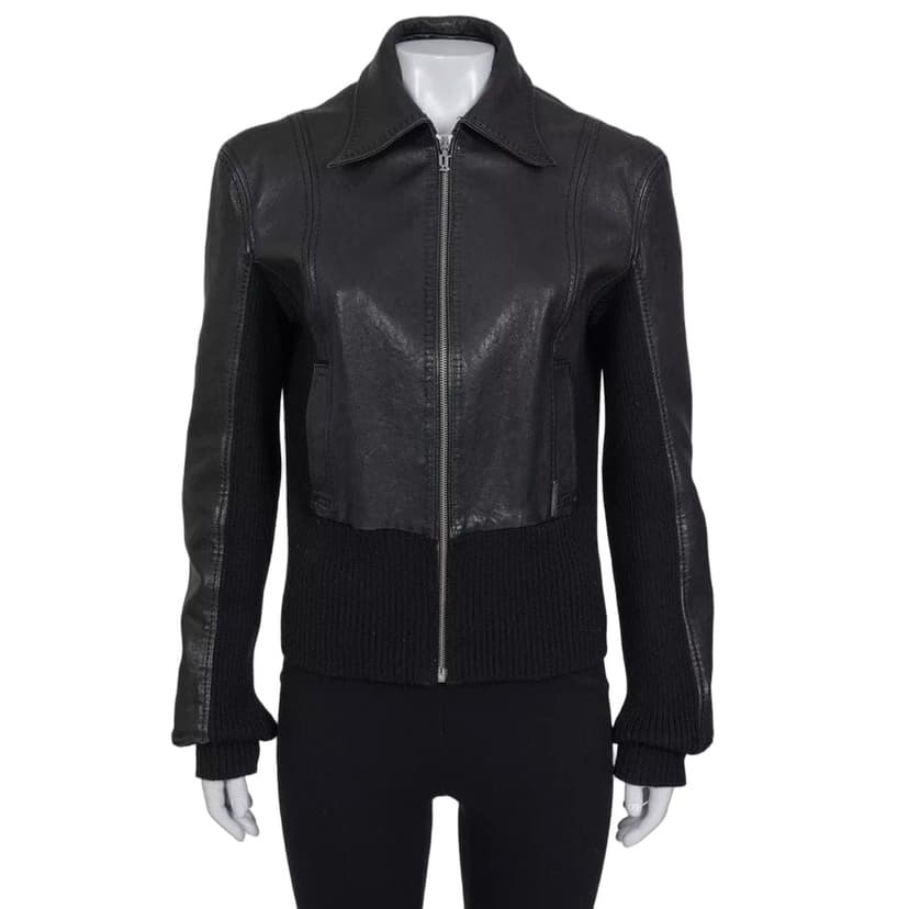 John Galliano John Galliano Black Embroidered Leather Jacket EU34/XS pre-ownned