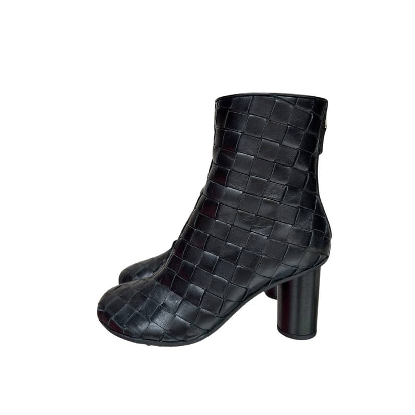 Bottega Veneta Bottega Veneta Intrecciato Black Leather Ankle Boots Sz.36 Pre-owned