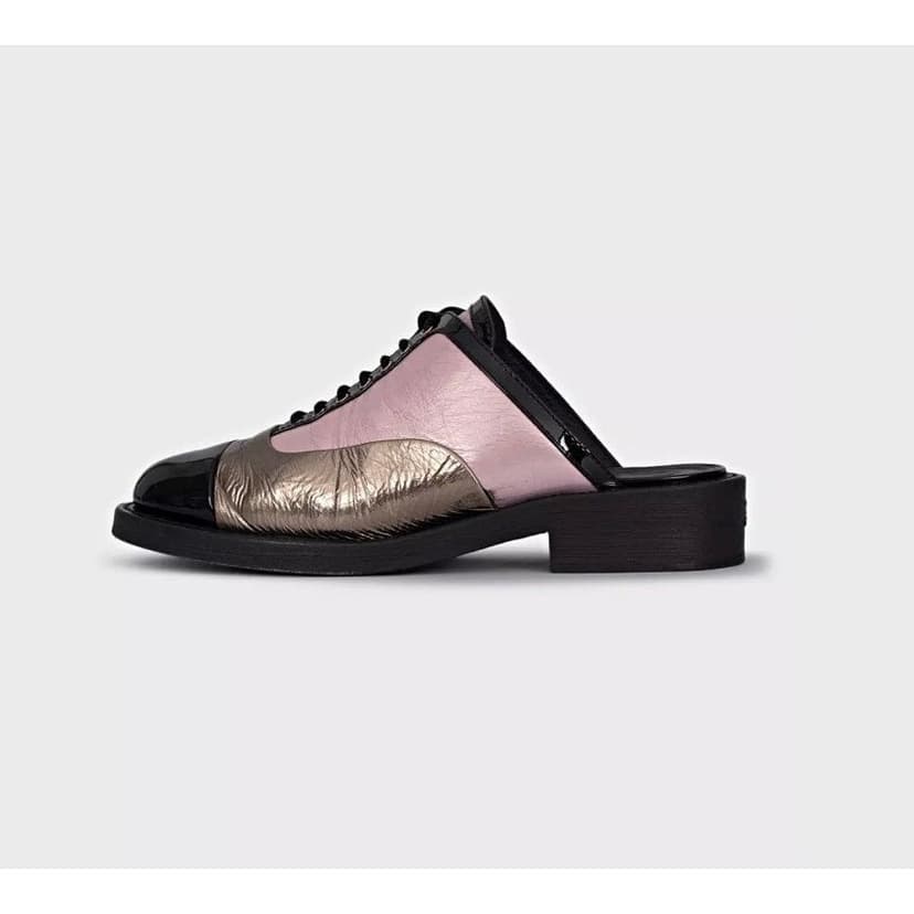 Chanel Chanel Tricolor Lace-Up Clogs Sz.38.5 Pre-owned