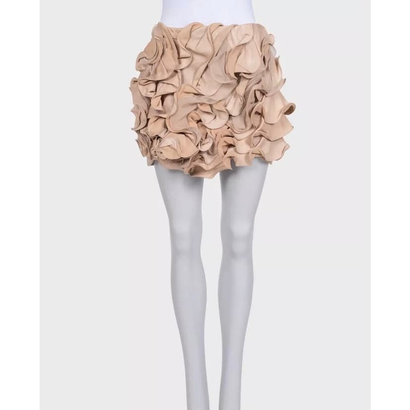 Valentino Valentino Beige Leather & Silk Mini Skirt Size M Pre-owned