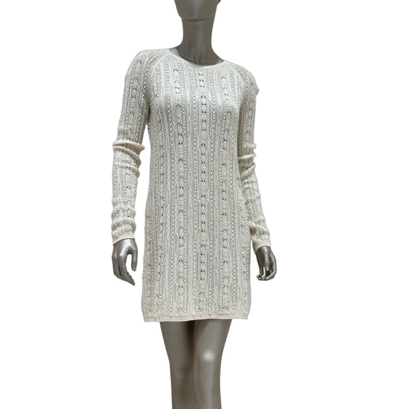 Dolce & Gabbana Elegant Chanel Knit Cream Wool Blend Dress Sz.40 Pre-owned
