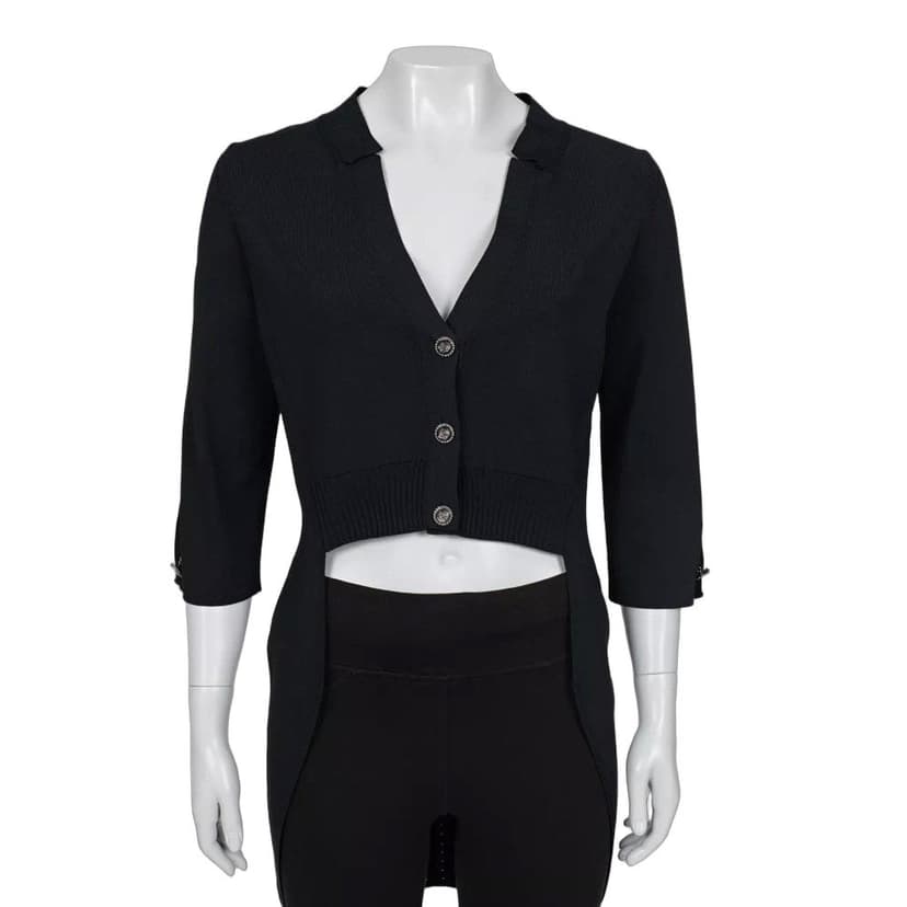 Chanel NWOT Chanel Black V-Neck Cardigan | Never Worn Sz.42/XL Pre-owned