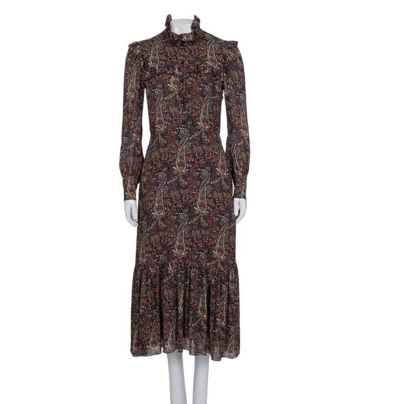 Saint Laurent Saint Laurent Floral Viscose Silk Lined Button Dress Sz.38 pre-owned