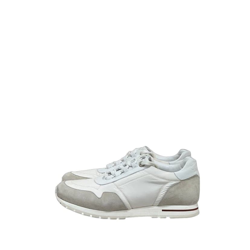 Loro Piana Loro Piana White & Grey Suede Leather Sneakers sz.37.5 Pre-owned