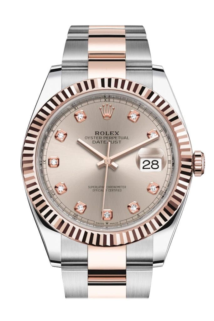 Rolex Datejust 41 Two-Tone Stainless Steel and Rose Gold/ Sundust Diamond Dial/ Fluted Bezel/ Oyster Bracelet