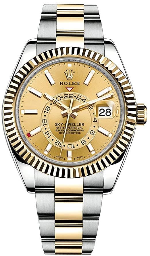 Rolex Sky-Dweller Two-Tone Stainless Steel - Yellow Gold Champagne Index Dial - Oyster Bracelet