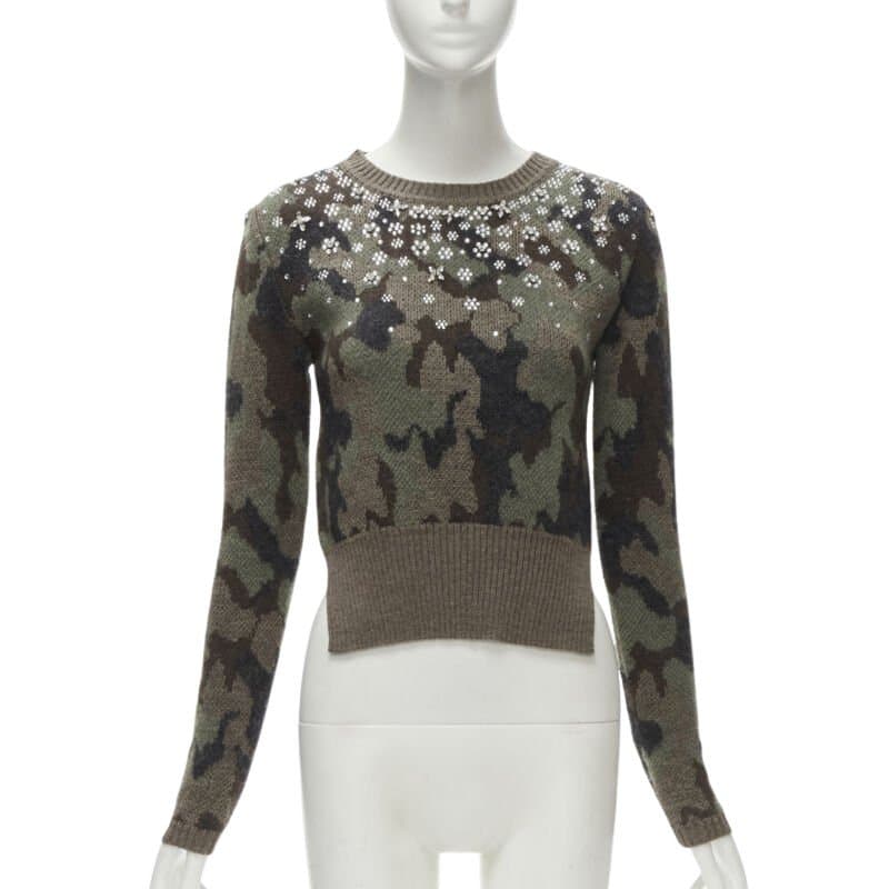 Giambattista Valli Camo Crystal Sweater