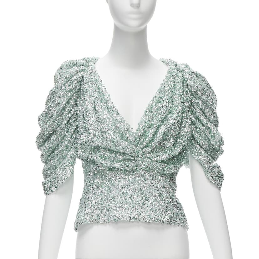 Halpern Sequin Puff Top