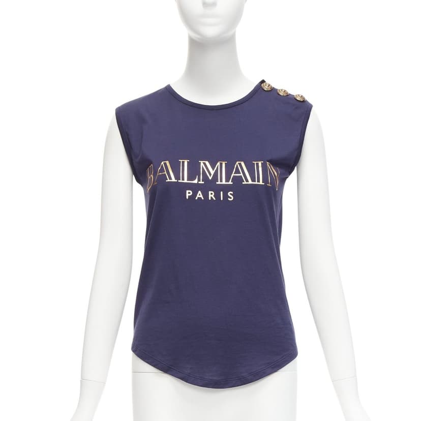 Balmain تانك بشعار رقائق معدنية