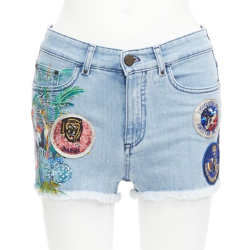 MR & MRS ITALY Paint Denim Shorts