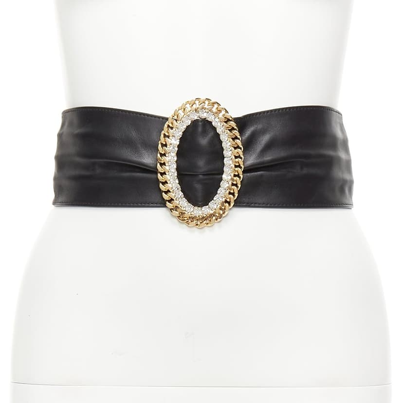 Alessandra Rich Stripe Fabric Skinny Belt