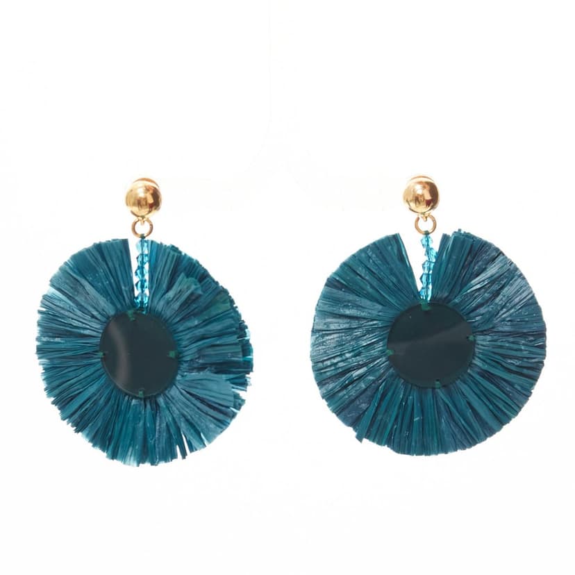 Oscar de la Renta Raffia Plate Earrings